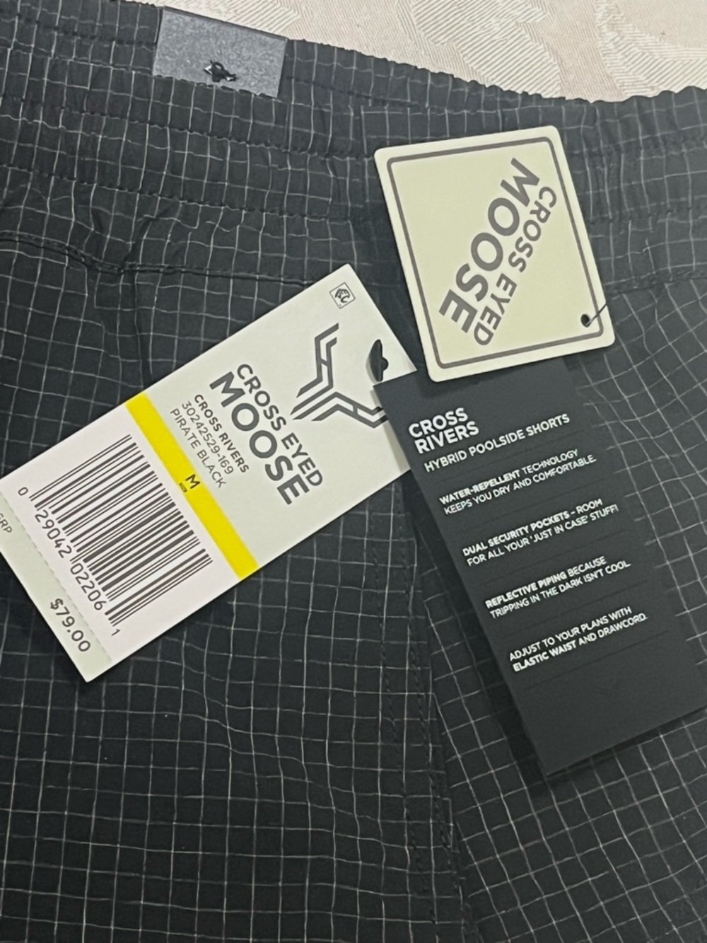 Cross Rivers Black Pull on Water Repellent Hybrid Cargo Short with Pockets M - Picture 3 of 5